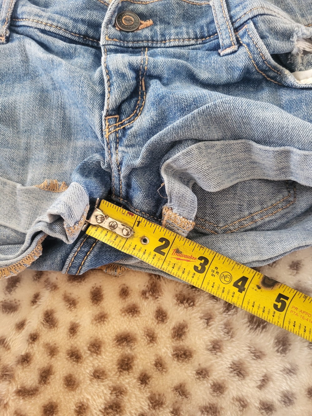 Hollister Blue Distressed Rolled Cuff Denim Shorts - Picture 5 of 8